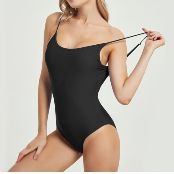 Retro Criss Cross Back Onepiece Swimsuit, Adjustable Strap Swimwear, New, XS - Picture 1 of 4